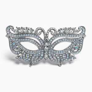 ⚜️ Elegant Silver Masquerade Brooch With Crystals